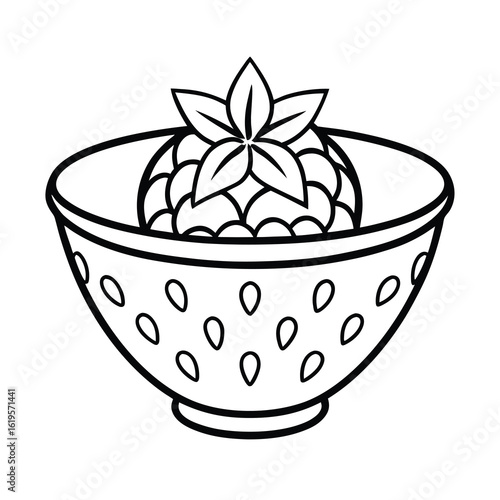 strawberry-fruit-in-decorative-bowl-on-white-backg.eps