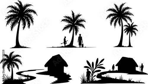 Village Life Silhouettes – Family Moments in Nature"