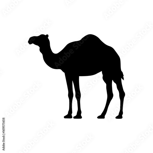 Arabian camel silhouette vector flat design on white background.