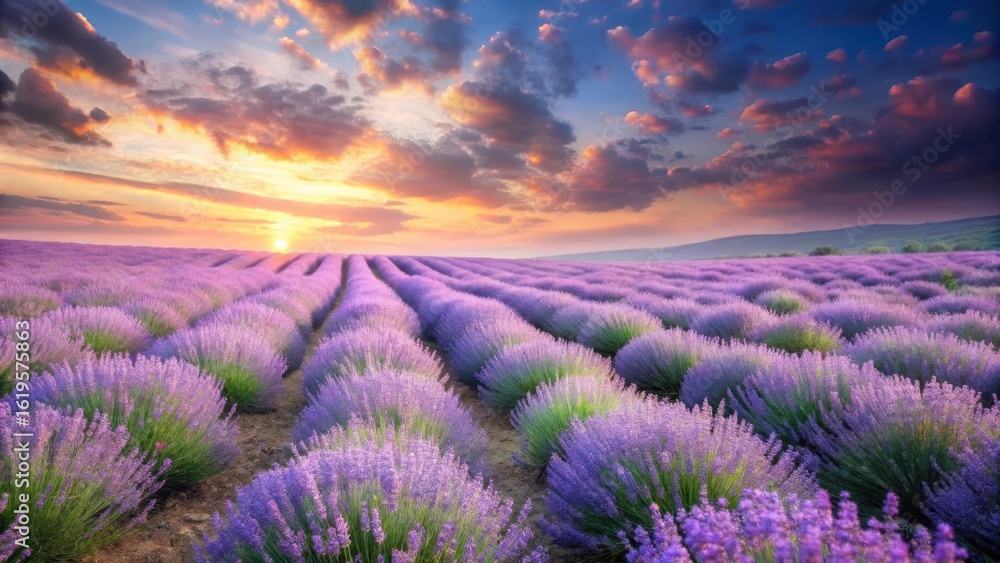 Fototapeta premium Pastel lavender fields with gentle breeze
