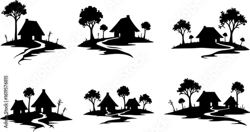 Village Life Silhouettes – Family Moments in Nature"