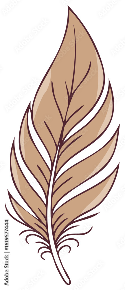 Fototapeta premium Elegant Beige Feather Illustration with Detailed Texture and Decorative Design Elements, Ideal for Nature Inspired Graphics