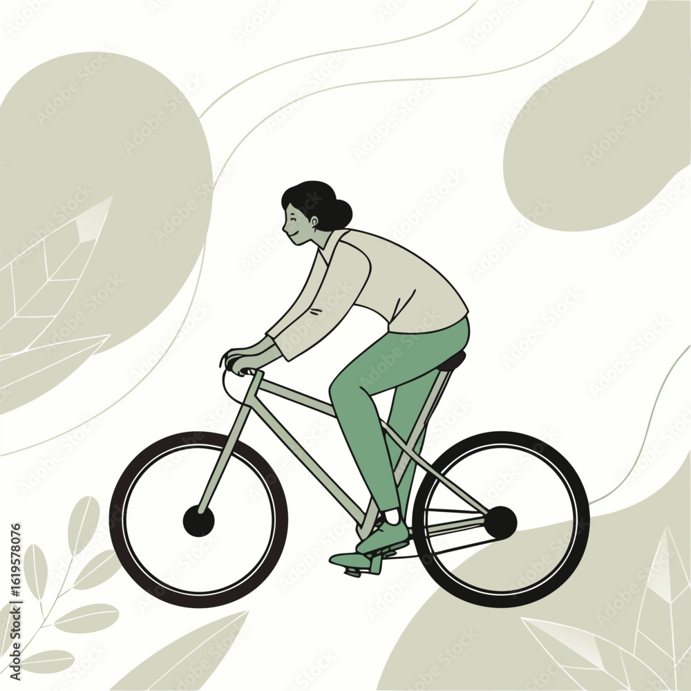Fototapeta premium Stylized flat illustration of a person riding a bicycle vector
