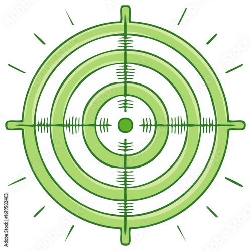 Green Target Illustration: Bullseye, Aiming, Accuracy, Crosshairs, Goal, Success
