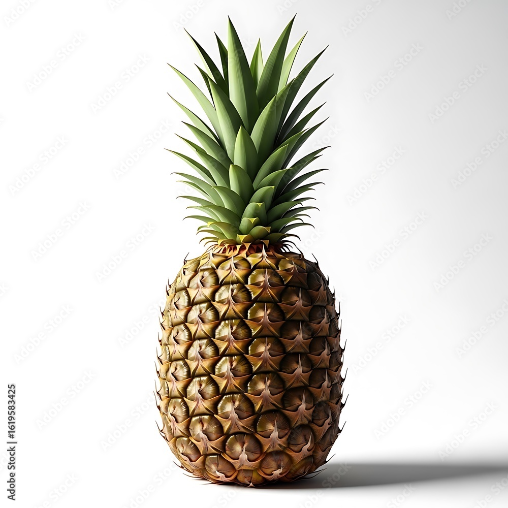 Fototapeta premium Vibrant pineapple against a minimalist background, perfect for food-related projects, health promotions, or tropical-themed designs.