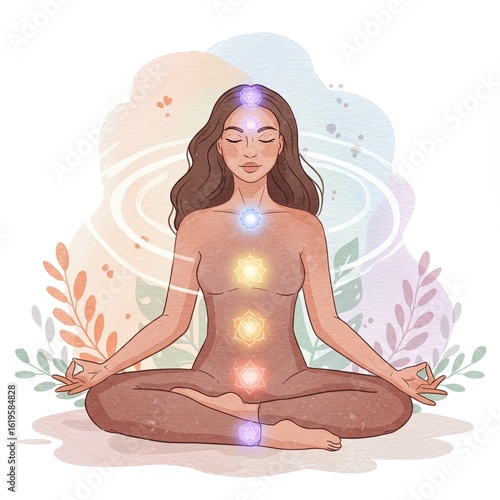 Full Body Chakra Meditation Illustration