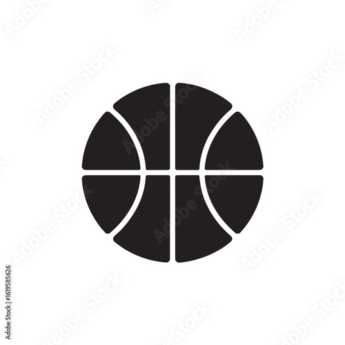 Black basketball icon with white lines sport game