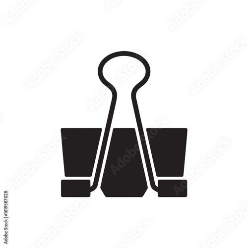 Black binder clip icon office