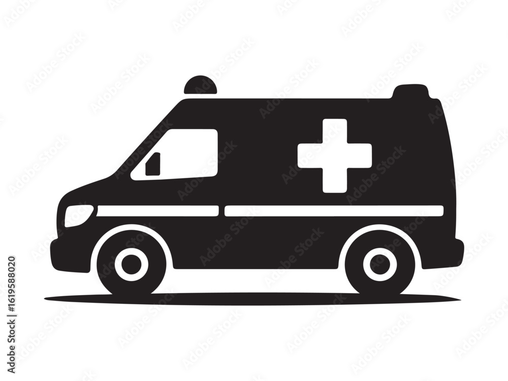 Simple black and white ambulance icon Simple black and white ambulance icon