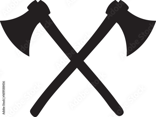 Crossed axes silhouette, axes silhouette icon, crossed axes silhouette vector isolated on white background