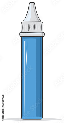 Blue Liquid Medicine Dropper Bottle Illustrates Healthcare Product Packaging