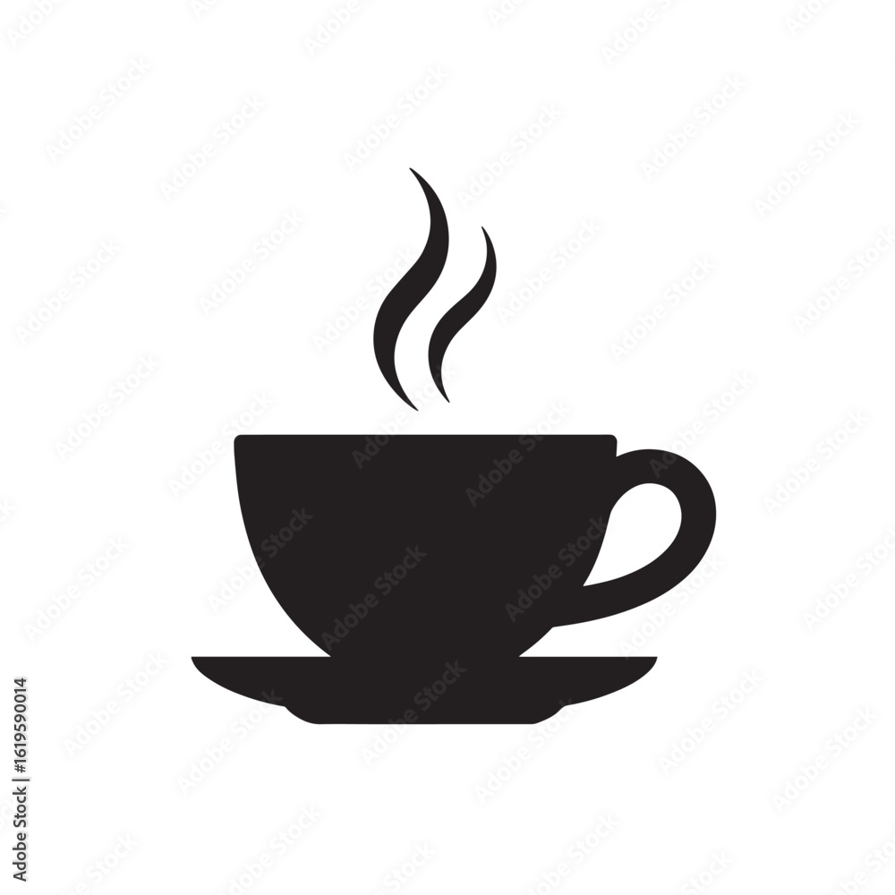 Black coffee cup with steam saucer Black coffee cup with steam saucer