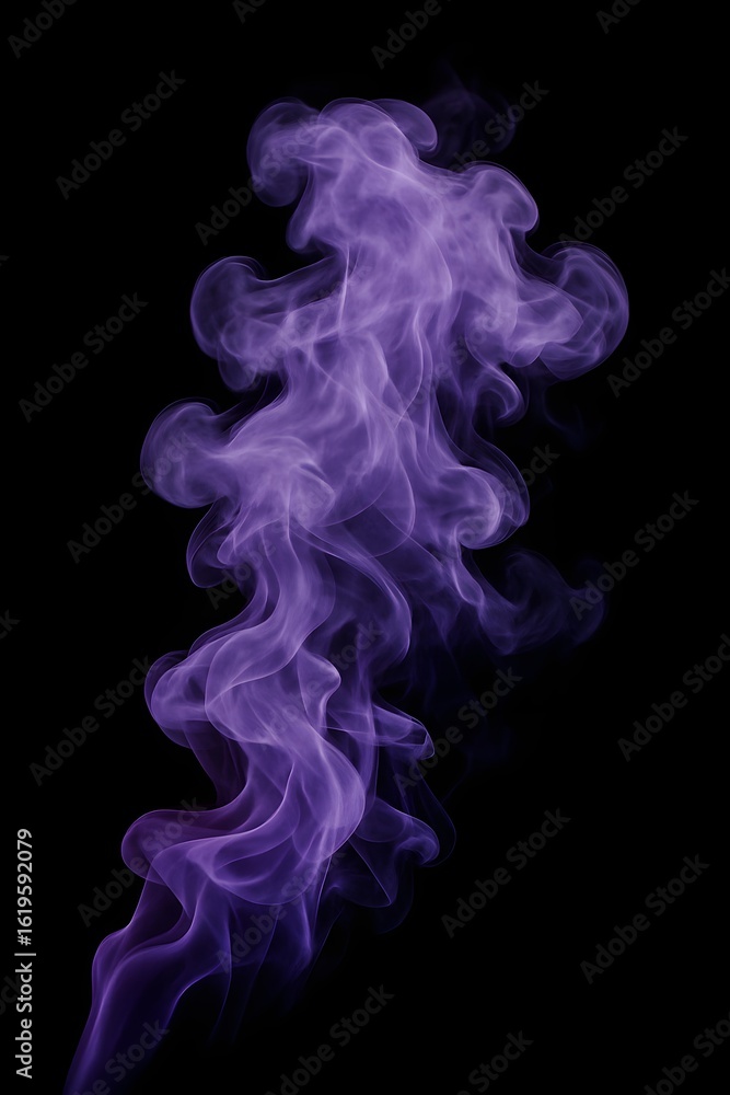 Obraz premium Ethereal Purple Smoke Swirling in the Air on a Dark Background Capturing the Essence of Mystery and Intrigue in Motion