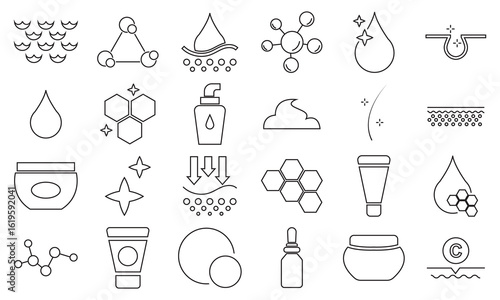 Skin care icon set. Vector for Skin care, collagen, treatment, dermatology, Moisture cream, , and more. Pictograms and infographics for mobile apps. vector illustration.