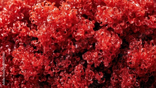 Irish Moss. Close-up red curly seaweed texture background natural ocea