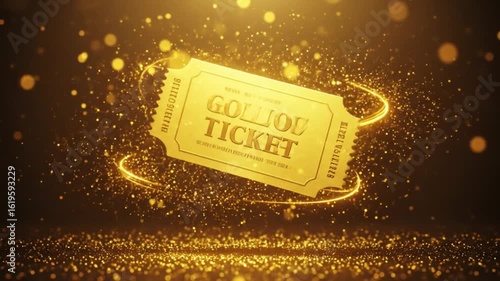  Golden Ticket with gold particles abstract background