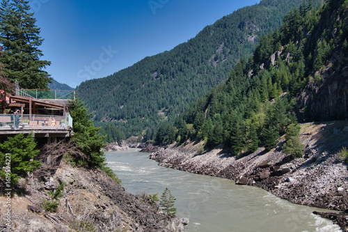 A view of the muddy Fraser River around Hell's Gate.      BC Canada
