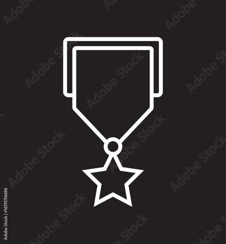 Military medal icon in black and colored style.Military honor medal icon in black and white outline style
