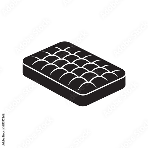 Black mattress icon with quilted surface and rounded corners white