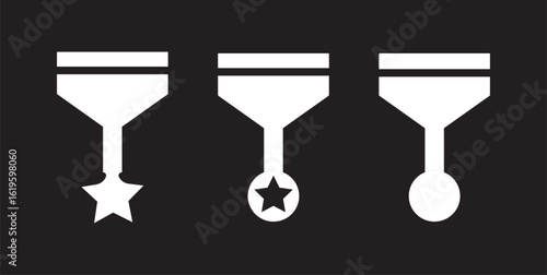 Military medal icon in black and colored style.Military honor medal icon in black and white outline style

