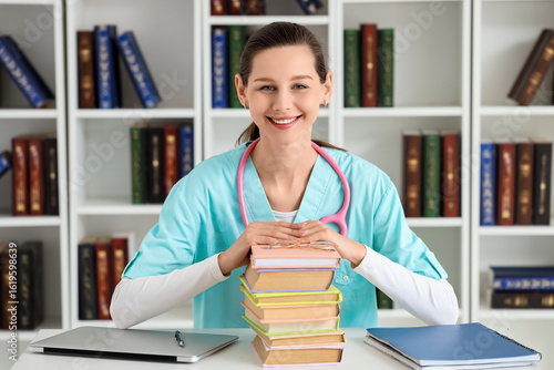 Female medical intern with ...