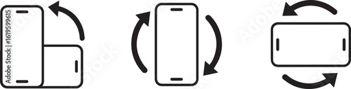mobile screen rotation icon set. device rotate symbol for apps and website line art