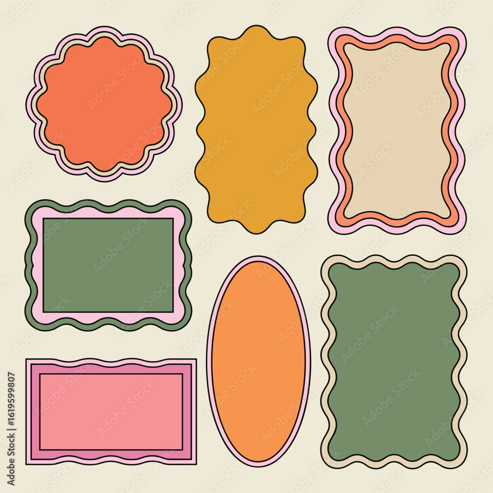 Fototapeta premium Vintage Decorative Frames in a Symmetrical Grid Layout