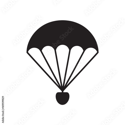 Black parachute icon with attached payload vector skydiving