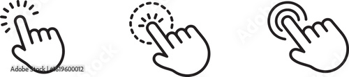 mouse cursor click and loading icon for computer, mobile app, animation, or ui design. mouse hand pointer black and white vector vector line art