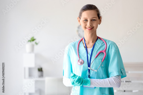 Female medical intern with ...