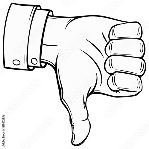Hand gesture expressing disapproval or disagreement thumbs down with shirt sleeve