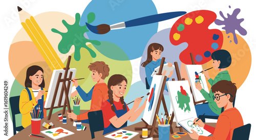Creative Art Class for Kids and Adults Learning to Paint
