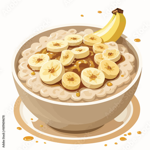 Healthy Oatmeal Breakfast Vector
