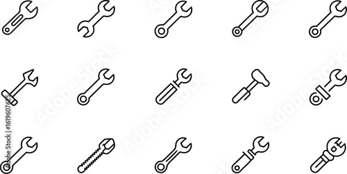 Assorted wrench icons set
