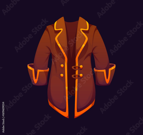 Foto Cartoon pirate corsair icon of captain coat or sailor suit clothes, vector symbol