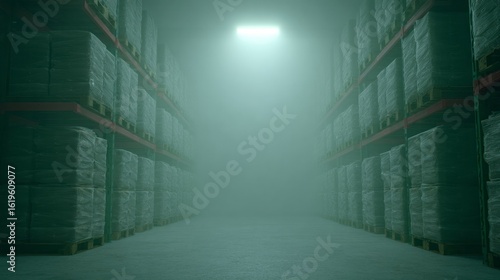 Wallpaper Mural Fog-shrouded warehouse whispers eerie calm, echoing industrial mystery, evoking Chillventa vibes, and International Inner Peace Day contemplation Torontodigital.ca