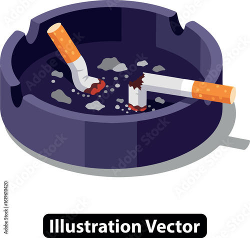 Quit smoking concept showing extinguished and broken cigarette butts in an ashtray