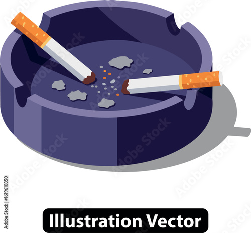Quitting smoking concept with a broken cigarette in an ashtray on a white background