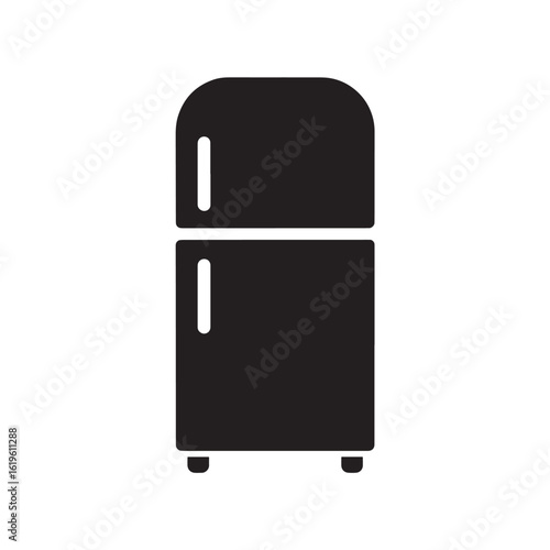 Black vector icon of a two door refrigerator appliance