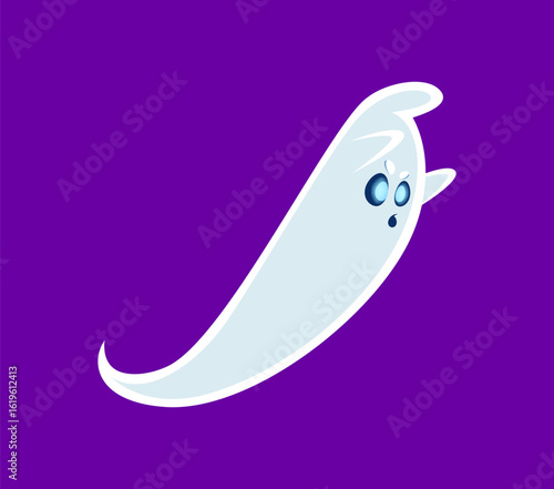 Halloween font slash ghost cartoon character. Creepy monster funny personage English ABC punctuation mark, scary spirit character or Halloween ghost font, alphabet typeset vector special symbol