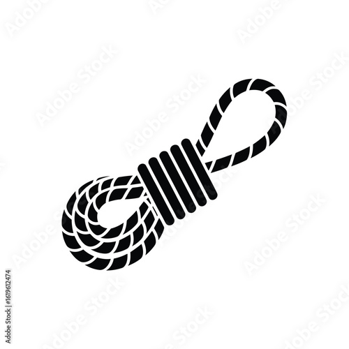 Black silhouette of a noose knot on a white background