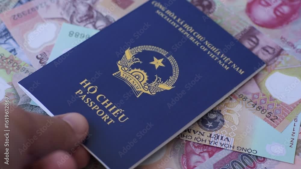 Vietnam passport for travelling, flying and doing business. Vietnamese document, id for crossing the border Vietnam passport for travelling, flying and doing business. Vietnamese document, id for crossing the border