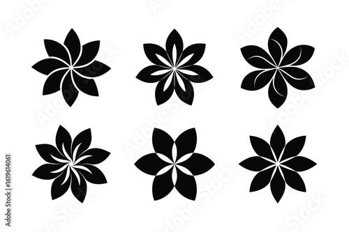 Abstract five petal floral design in organic bold style Silhouette Vector illustration