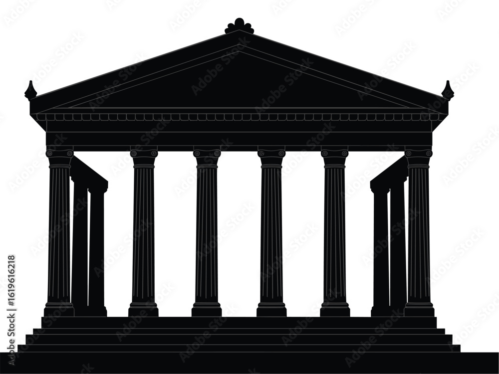 Obraz premium Silhouette of a Classical Greek Temple in Black and White