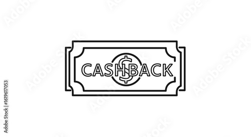 Cashback icon with dollar bill outline on white background