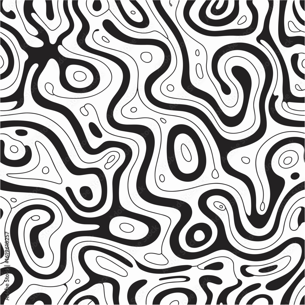 Obraz premium Organic Curved Lines in Black and White Abstract Design