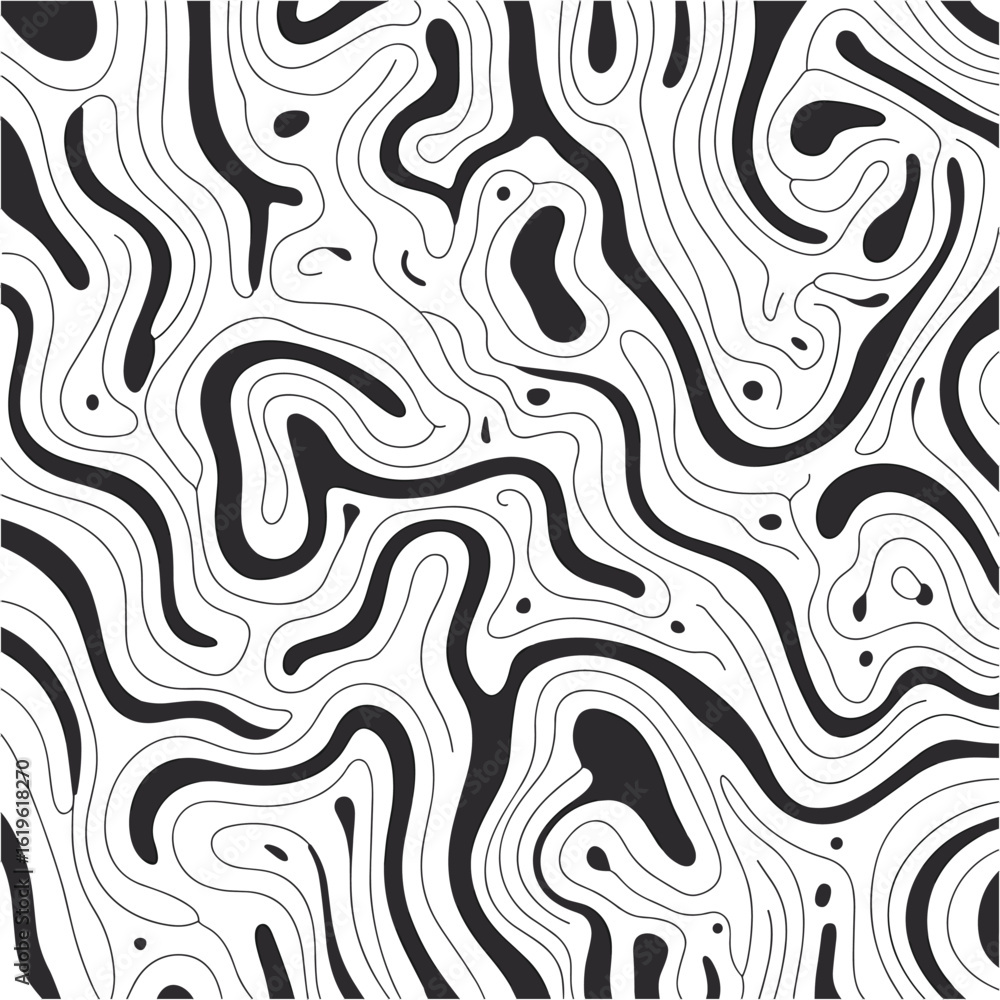 Fototapeta premium Organic Curved Lines in Black and White Abstract Design