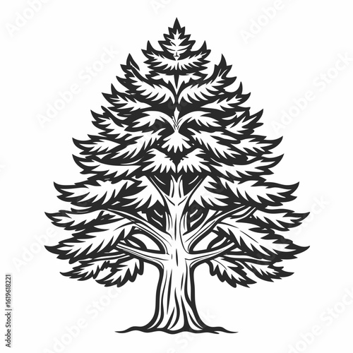 yew line art  vector illustration isolated on white-background