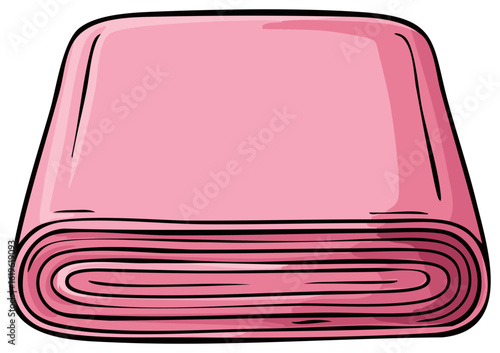 Illustration of a rolled pink fabric bolt for sewing, crafts, and textile design