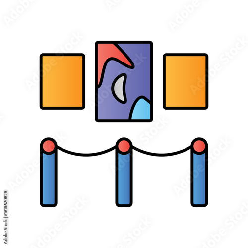 Art Gallery Building Lineal Color Icon: Exhibition & Fine Art Venue